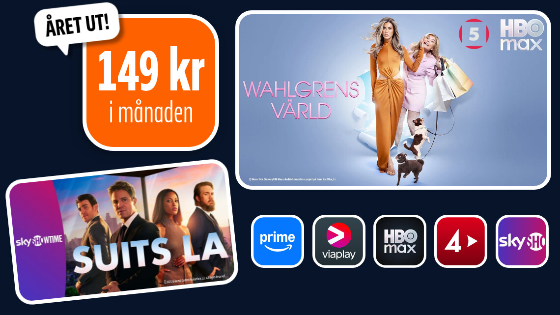 Beställ ett flex 2 paket och få tillgång till 2 valfria och utbytbara streamingtjänster och 19 tv kanaler som du streamar direkt i Allente-appen.